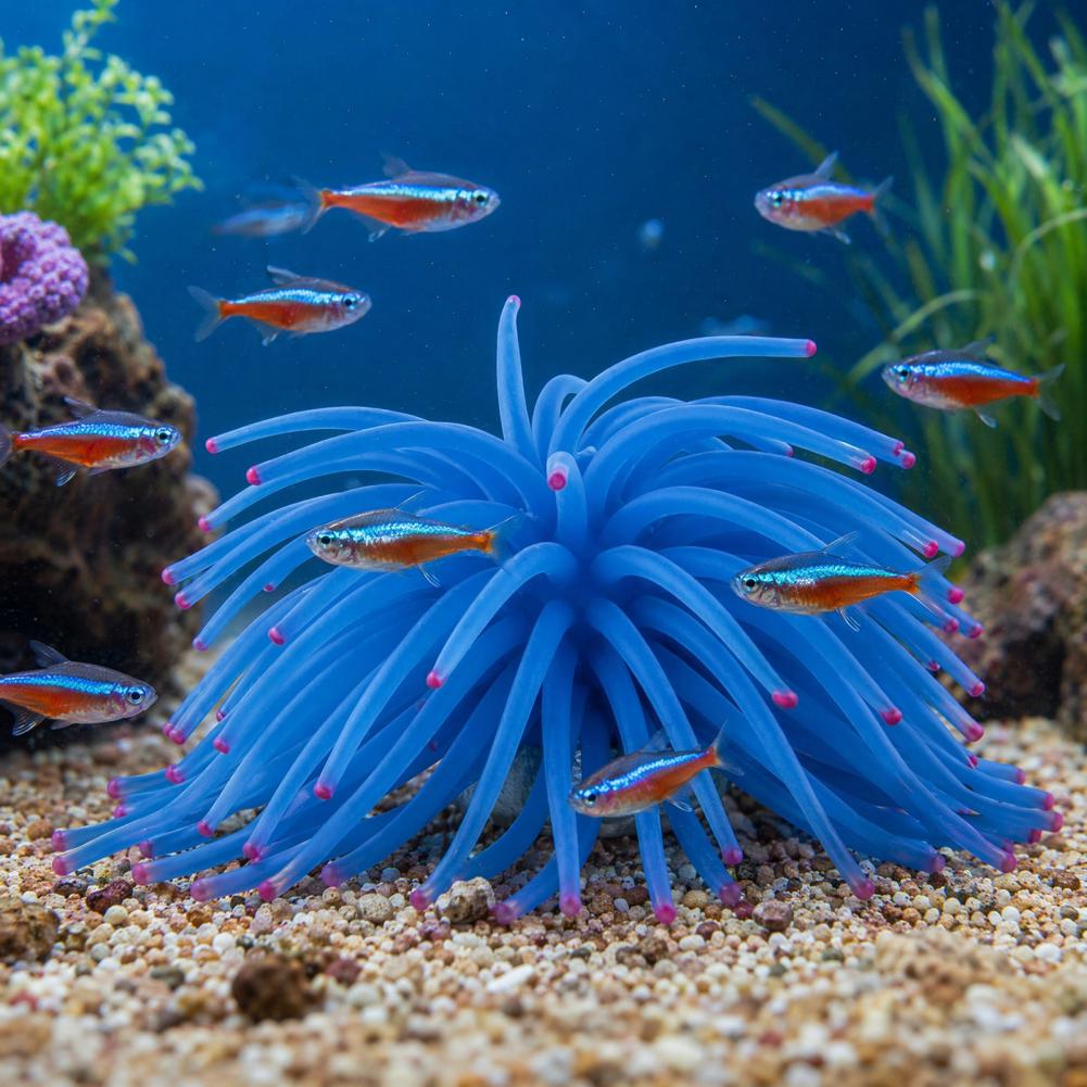 Aquarium Fish Accessories - 물고기 탱크 장식품 실리콘 바다 아네모네