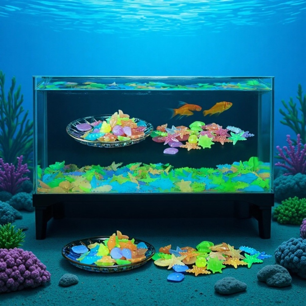 Aquarium Fish Store - 빛나는 해양석, 형광 조개껍데기, 화려한 불가사리