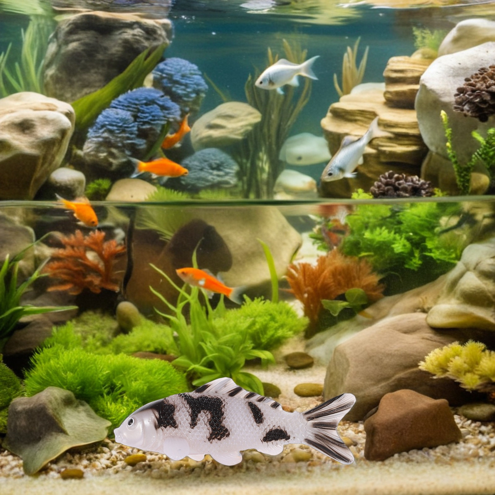 Aquarium Fish Koi - 4개의 생동감 넘치는 잉어 어항 장식품,