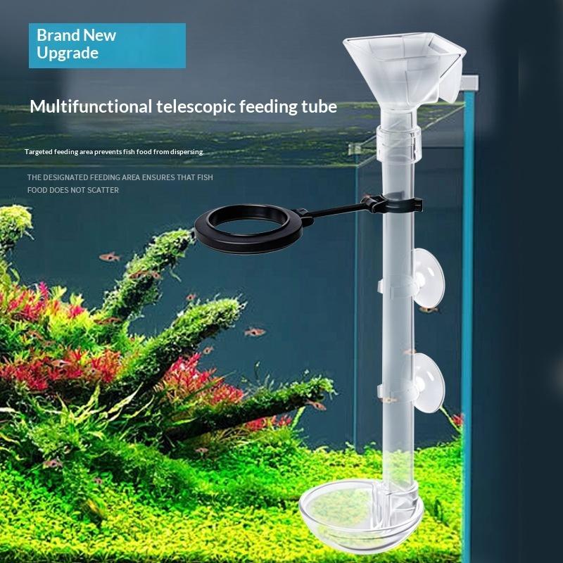 Aquarium Fish Food - 텔레스코픽 어항 먹이 공급 튜브, 흡착판이