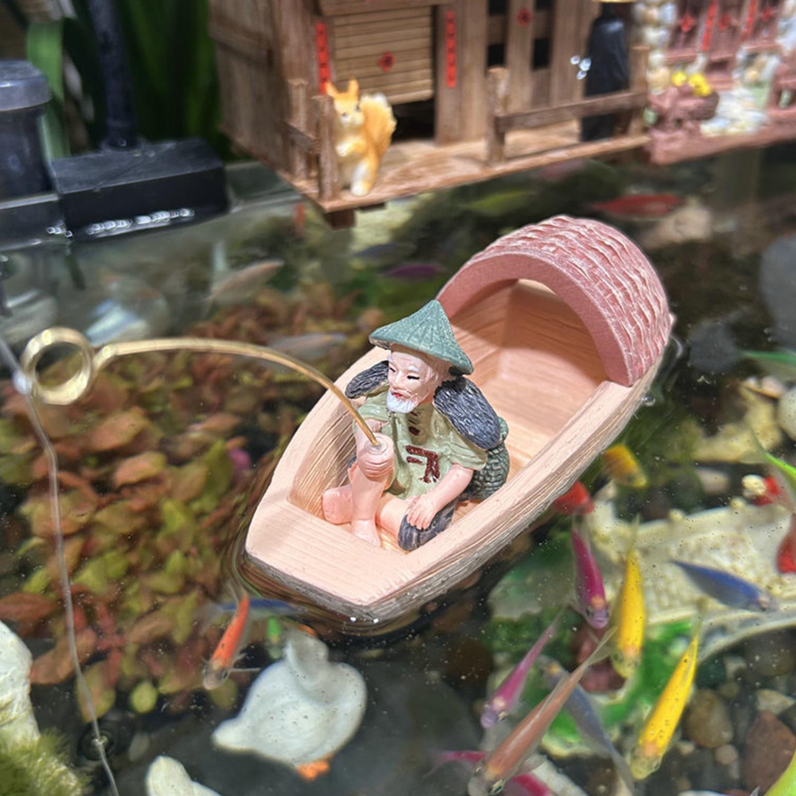 Aquarium Fish Tank Price - 레진 플로팅 어부 보트 장식 미니