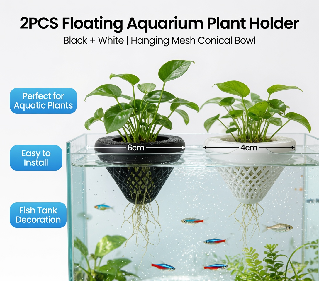 2PCS 플로팅 수족관 식물 홀더, 물고기 탱크용 걸이 - Aquarium Fish Tank Price 리뷰 및 가격