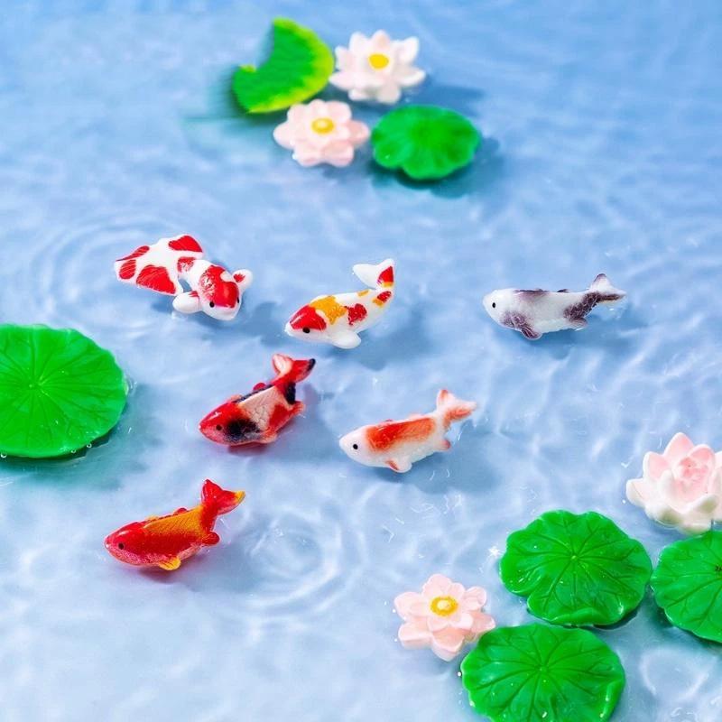 미니 레진 잉어 피규어 귀엽고 생생한 연꽃 장식품 무독 - Aquarium Fish Koi 리뷰 및 가격