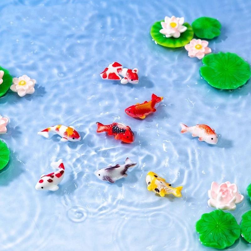 미니 레진 잉어 피규어 귀엽고 생생한 연꽃 장식품 무독 - Aquarium Fish Koi 리뷰 및 가격