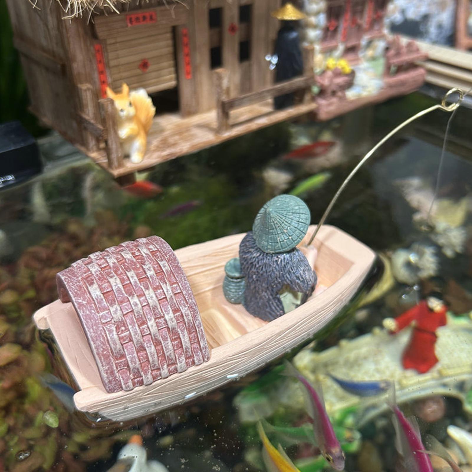 레진 플로팅 어부 보트 장식 미니 장면 장식 수족관 석 - Aquarium Fish Tank Price 리뷰 및 가격